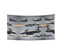 Aircraft Fighter Jets stampa decorazioni per striscioni di Halloween, cartello da appendere per interni ed esterni, forniture per le vacanze con occhielli in metallo