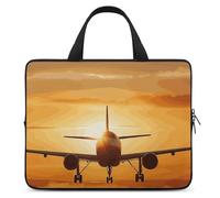 Aircraft Plane at Sunset - Custodia per computer portatile, ultra sottile, leggera e impermeabile, in neoprene resistente, con cinghia da polso