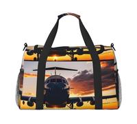 Aircraft Plane at Sunset Print Travel Pieghevole Impermeabile Leggero Carry On Bagagli Borsa con Tracolla