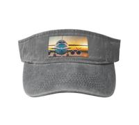 Aircraft Plane at Sunsets - Cappellino da donna traspirante per golf, tennis, corsa, uso quotidiano, grigio, Taglia unica