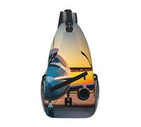 Aircraft Plane at Sunsets stampa Crossbody Bag per le donne uomini Sling Bag per viaggio escursionismo Crossbody Sling zaino
