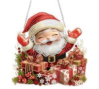 AIRDEA Babbo Natale Diamond Painting Ciondolo Acrilico Doppia Faccia, regali di Natale Diamond Painting Decorazione Sospesa Kit Completo, Diamantini Crystal Art Ciondolo Acchiappasole 8x8 inch