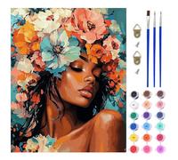 AIRDEA Dipingere con i Numeri Adulti, Capelli fioriti Paint by Numbers con Vernici e Pennelli, Kit di Pittura Acrilica Fai-da-Te per Adulti Principianti Decora la casa 40x50 cm (Nessuna Cornice)