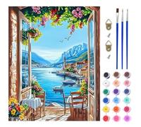 AIRDEA Dipingere con i Numeri Adulti, Natura costiera Paint by Numbers con Vernici e Pennelli, Kit di Pittura Acrilica Fai-da-Te per Adulti Principianti Decora la casa 40x50 cm (Nessuna Cornice)