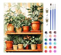 AIRDEA Dipingere con i Numeri Adulti, Scaffali con piante Paint by Numbers con Vernici e Pennelli, Kit di Pittura Acrilica Fai-da-Te per Adulti Principianti Decora la casa 40x50 cm (Nessuna Cornice)