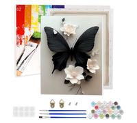 AIRDEA Farfalla Dipingere con i Numeri Adulti, Fiore Bianco Paint by Numbers con Vernici e Pennelli, Kit di Pittura Acrilica Fai-da-Te per Adulti Principianti Decora la casa 30x40 cm (Incorniciato)