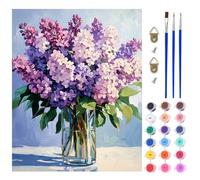 AIRDEA Fiori Lilla Dipingere con i Numeri Adulti, Paint by Numbers con Vernici e Pennelli, Kit di Pittura Acrilica Fai-da-Te per Adulti Principianti Decora la casa 40X50 cm (Nessuna Cornice)