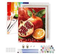 AIRDEA Melagrana Dipingere con i Numeri Adulti, Arancione Paint by Numbers con Vernici e Pennelli, Kit di Pittura Acrilica Fai-da-Te per Adulti Principianti Decora la casa 30x40 cm (Incorniciato)