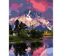 AIRDEA Montagna al Tramonto Dipingere con i Numeri Adulti, Paint by Numbers con Vernici e Pennelli, Kit di Pittura Acrilica Fai-da-Te per Adulti Principianti Decora la casa 40x50 cm (Nessuna Cornice)