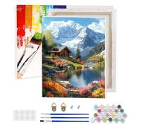 AIRDEA Montagne Nevicose Dipingere con i Numeri Adulti, Lago Paint by Numbers con Vernici e Pennelli, Kit di Pittura Acrilica Fai-da-Te per Adulti Principianti Decora la casa 30x40 cm (Incorniciato)
