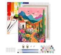 AIRDEA Paesaggio Montagna Dipingere con i Numeri Adulti, Paint by Numbers con Vernici e Pennelli, Kit di Pittura Acrilica Fai-da-Te per Adulti Principianti Decora la casa 30x40 cm (Incorniciato)
