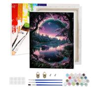 AIRDEA Riflessi Lago Dipingere con i Numeri Adulti, Stellato Paint by Numbers con Vernici e Pennelli, Kit di Pittura Acrilica Fai-da-Te per Adulti Principianti Decora la casa 30x40 cm (Incorniciato)