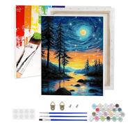 AIRDEA Stellato Dipingere con i Numeri Adulti, Paesaggio Paint by Numbers con Vernici e Pennelli, Kit di Pittura Acrilica Fai-da-Te per Adulti Principianti Decora la casa 30x40 cm (Incorniciato)