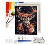 AIRDEA Testa Cervo Dipingere con i Numeri Adulti, Floreale Paint by Numbers con Vernici e Pennelli, Kit di Pittura Acrilica Fai-da-Te per Adulti Principianti Decora la casa 30x40 cm (Incorniciato)