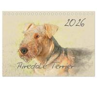 Airedale Terrier 2026 (Tischkalender 2026 DIN A5 quer), CALVENDO Monatskalender: Bildkalender im kunstvollen Aquarell-Stil gehalten, so dass jedes einzelne Bild einem kleinen Kunstwerk gleicht.