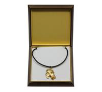 Airedale Terrier - collana rivestita in oro in una scatola, Art Dog IT