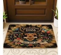 Airedale Terrier Dog Congrats Grad Pattern Nero Zerbino Esterno Interno Ingresso 73 x 43 cm, Oro Nero Graduazione Outdoor Ultra Sottile Zerbino, Piccola el 2026 Stampa Scarpe Fuori Porta