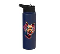 Airedale Terrier Dog St Valentines Day Opera d'arte Stainless Steel Insulated Water Bottle
