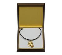 Airedale Terrier - Placcato Oro Collana Con Uno Cane IN Una Scatola Art Dog