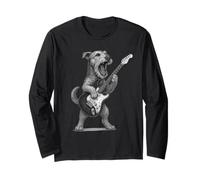 Airedale Terrier Suonare la Chitarra Rock Music Dog Lover Maglia a Manica