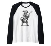 Airedale Terrier Suonare la Chitarra Rock Music Dog Lover Maglia con Maniche Raglan