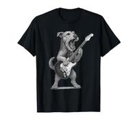 Airedale Terrier Suonare la Chitarra Rock Music Dog Lover Maglietta