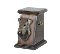 Airedale Terrier urna di legno con cane Art-Dog