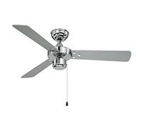 AireRyder Cyrus Ventilatore da soffitto con interruttore, 107 cm, rivestimento cromato lucido, pale reversibili di color nero / argento