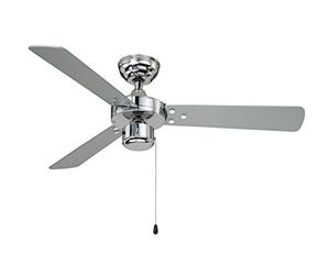 AireRyder Cyrus Ventilatore da soffitto con interruttore, 107 cm, rivestimento cromato lucido, pale reversibili di color nero / argento