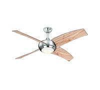 AireRyder FN66635 - Ventilatore da soffitto Borealis con illuminazione e telecomando, rivestimento nickel satinato, pale color pino, 122 cm