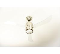 AireRyder Loft Ventilatore a Soffitto con Illuminazione e Telecomando, Nickel Satinato, Pale Trasparenti, 112 cm, cristallo