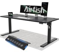 Airfish Scrivania regolabile in altezza, 160 x 70 cm, con presa USB, scrivania regolabile in altezza, elettrica con funzione memoria, 73 - 118 cm, nero
