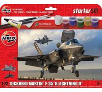 Airfix Lockheed Martin F-35B Lightning II - Kit di modellino aereo in plastica per adulti e bambini dagli 8 anni in su, include colori acrilici, pennelli e cemento in scala 1:72, A55010