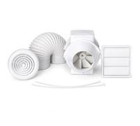 Airflow Aventa 125T Kit Estrattore In-Linea con Timer, 61-78 l/s, 125 mm