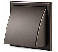 Airflow Copertura per cappa di scarico da parete, 186 × 186 × 125 mm, resistente alle intemperie, griglia esterna con cappuccio e otturatore antiriflusso, colore: marrone
