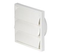 Airflow® Griglia a Lamelle per Gravità - Copertura Esterna per Ventilazione da Parete in Plastica Bianca per Condotti da 125 mm / 5" - Uscita Aria Resistente alle Intemperie - 187 mm x 187 mm