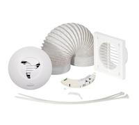 Airflow HTSHWKT15 Bagno Doccia estrattore Ventilatore Run on Timer, 9.7 W, 240 V, Bianco, iCON 15 Umidità Kit