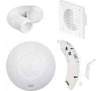 Airflow iCON 15 (19 l/s) Kit Ventilatore Bagno con Umidostato, Timer 2-45 min e Corda - Include Tubo PVC 3 m e Copertura - 9,7W a Basso Consumo, Garanzia 3 Anni