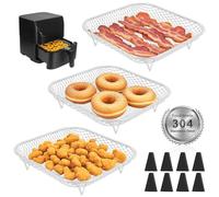 Airfryer Accessori per friggitrice ad aria calda COSORI 5,5 L/6,4 l, Russell Hobbs XXL 8 l, 20 cm (diagonale: 25,5 cm), griglia impilabile per friggitrice ad aria calda, in acciaio inox 304