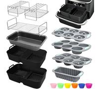 Airfryer - Accessori per friggitrice ad aria calda Ninja AF500EU Foodi FlexDrawer Dual Zone Ninja, con 1 stampo in silicone da 10,4 l e 2 stampi in silicone da 5,2 l e griglia, senza BPA