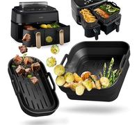 Airfryer Accessori per Philips 3000-5000 Dual Basket 9L, 2 stampi pieghevoli in silicone per friggitrice ad aria calda, accessori per Philips Airfryer NA350/NA550 9L Wiederverwendba Pirofila da forno