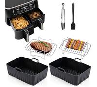 Airfryer Set di accessori per Ninja Foodi AF300EU AF400EU, Hunnycook 10 pezzi Airfryer accessori per 7.6L-9.5L Ninja Dual Airfryer, inclusi accessori Airfryer stampo in silicone, rack e strumenti