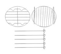 Airfryer Set, Supporto per padella rotondo impilabile da 19,8 centimetri - con vassoio per friggitrice in acciaio inossidabile per spiedini - Per la casa con verdure e carne per grigliare a vapore e
