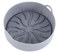 Airfryer - Stampo in silicone per friggitrice ad aria calda a doppio cesto, bordi extra alti, riutilizzabile, antiaderente, grigio, 19 cm
