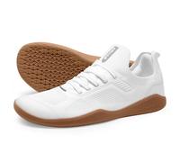 AIRHAS Scarpe da Uomo a Piedi Nudi Zero Drop Wide Toe Box Minimaliste Scarpe da Ginnastica per Gli Uomini Deadlift Cross Training Sneakers, Bianco/Gomma, 46 EU
