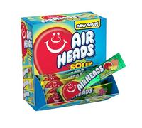 Airheads SOUR Bars, Variety Bulk Box, Sour Anguria Punch, Blue Blast e Lemon Berry Squeeze caramelle aromatizzate, 60 barrette di dimensioni standard confezionate singolarmente