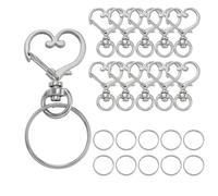 AIRHSKWI 10 ganci girevoli a forma di cuore con portachiavi, accessori per gioielli per appassionati di artigianato, Acciaio legato/piuma/panno