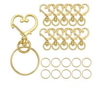 AIRHSKWI 10 ganci girevoli a forma di cuore con portachiavi, accessori per gioielli per appassionati di artigianato, Acciaio legato/piuma/panno