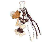 AIRHSKWI Adorabile portachiavi a forma di cane Schnauzer, fatto a mano, con fine per l'uso quotidiano e decorazione per chiavi dell'auto, Acciaio legato/piuma/panno