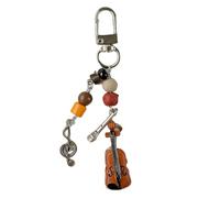 AIRHSKWI Ciondolo a forma di violino con perline colorate, elegante portachiavi con ciondolo a forma di chitarra, adatto per viaggi e feste, Lock, tessuto/piuma